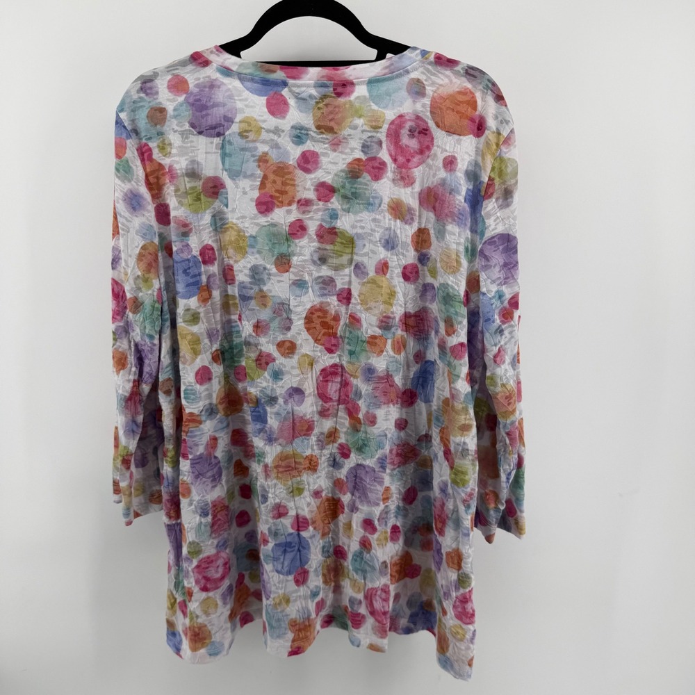Ali Miles Womens 1X Colorful Tunic Blouse Top 3/4 Sleeves Art to Wear Polka Dot - Picture 7 of 8
